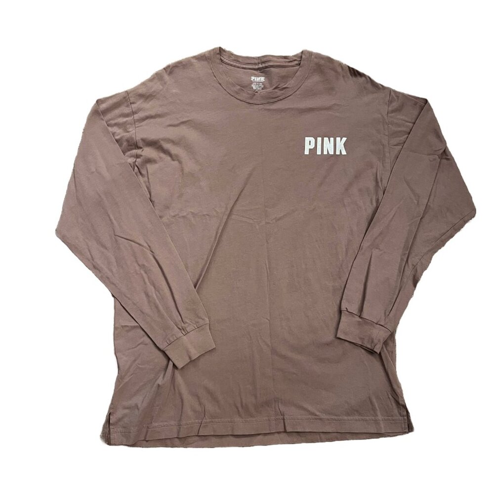 PINK Long Sleeve Shirt Iced Coffee Brown Womens Size Large